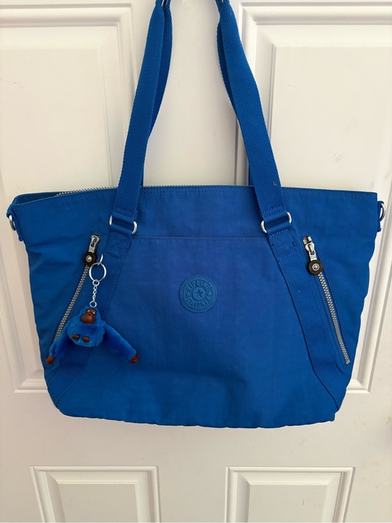 Kipling Handbags - Kipling Royal Blue Nylon Tote with Monkey Charm